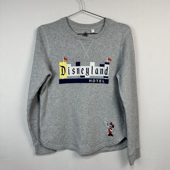 Disneyland Hotel Sweatshirt Gray Embroidery Minnie Mouse Womens Shirt Sz M - Picture 1 of 6